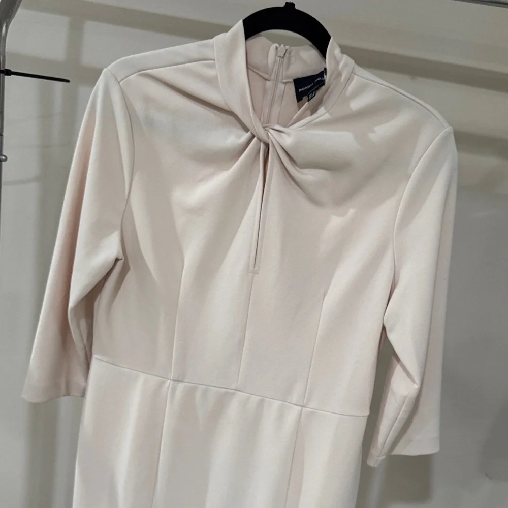 Donna Morgan Soft Cream Long Sleeve Dress - Picture 4 of 5